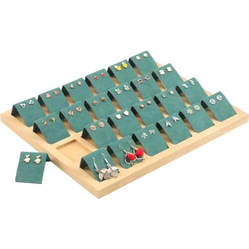 Wood Earring Storage Card Holder Tray for Jewelry Accessory Display Jewelry Ring Necklace Display Organizer Case