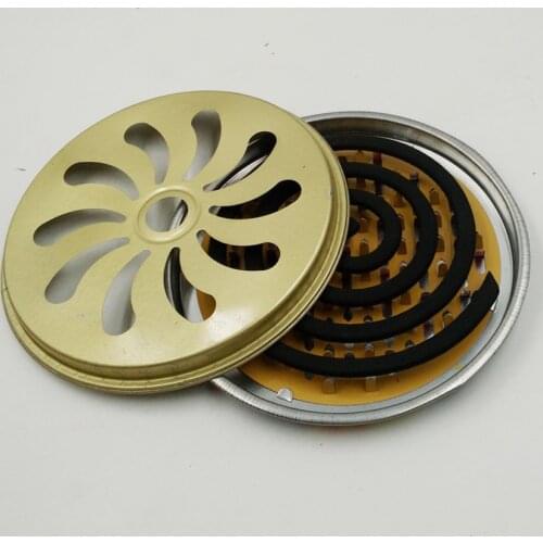 Mosquito Coil Holder, Metal Mosquito Repellent Sandalwood Incense Coil Burner with Cover, for Patio, Deck, Camping, Hiking