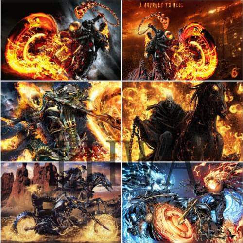 Disney Diamond Embroidery Sale Ghost Rider Diamond Painting Full Drill Square Flower Diamond Mosaic Marvel Rhinestones Pictures