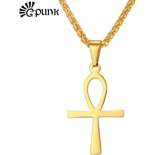 Design Necklaces & Pendants Punk Men Women Ankh Egyptian Ankh Egyptian Cross Key of the Nile Unique Gold color Jewelry P2124G