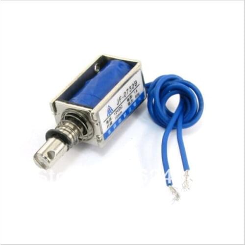 JF-0730B DC 12V 1A 10mm Stroke 0.8N 80g 0.2LB Force Push Type Open Frame Solenoid Electromagnet