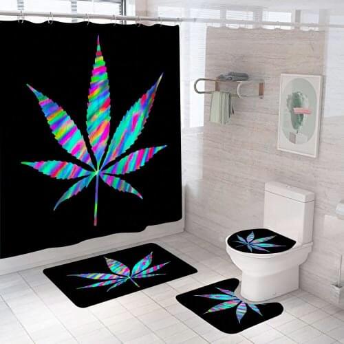 Fantasy Maple Leaf 3d Shower Curtain Fashion With Non Slip Rug Mat Bathroom Curtains Waterproof Polyester Home Decor 180x180