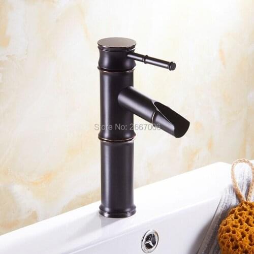 Gizero Bamboo Style Black Faucet Basin Waterfall Taps Copper Taps GI617