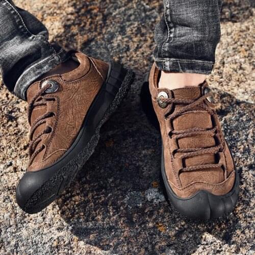 Mens genuine Leather Shoess lace up Trend Comfortable Breathable Men Shoes outdoor British Fashion Men Sneakers 38-46