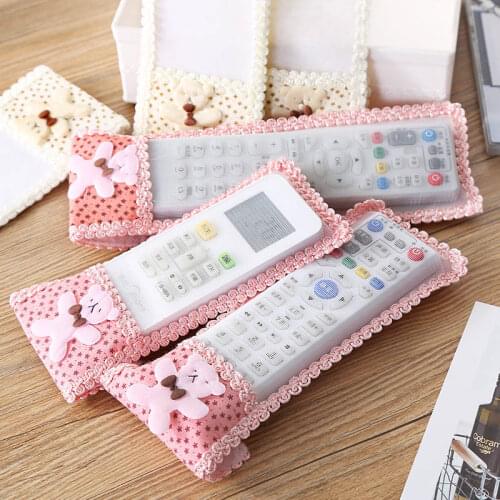 Bear Fabric Lace TV Air Conditioning Remote Control Bow Cover Dust Bag Case NW