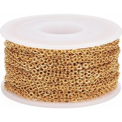 10m/roll Vacuum Plating 304 Stainless Steel Metal Cable Link Chain for DIY Necklaces Bracelets Jewelry Making 2.5x2x0.5mm