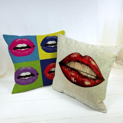 Cute Sexy Lips Cushion Cover Throw Pillows Case Cotton Linen Pillowcase Cojines Capa Para Almofada