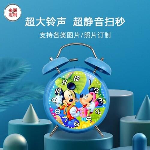 Disney Mickey Minnie alarm clock mute luminous cartoon childrens bedroom mini alarm clock childrens animation stationery