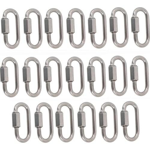 Multifunctional 304 Stainless Steel Carabiner Quick Oval Screwlock Link Lock Ring Hook M3.5 Pack of 20