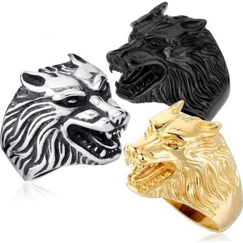Fashion Men Rings Wolf Rings Punk Unisex Alloy Animal Jewelry Men Women Rings Birthday Gift Accessories