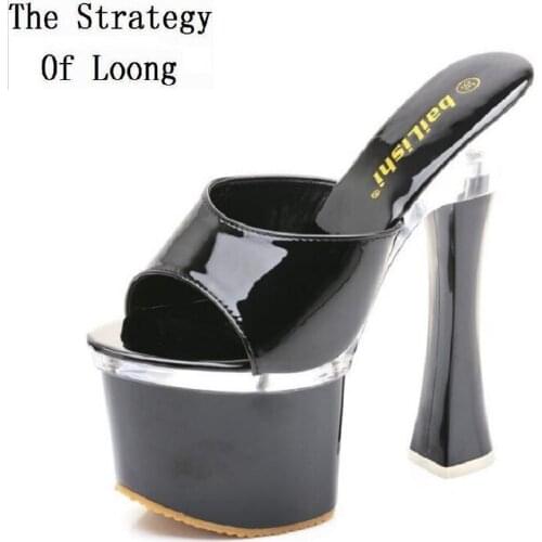 Summer New European America Style Fashion 18CM High Heels Platform Peep Toe Bling Sexy Nightclub Women Slippers 20200607