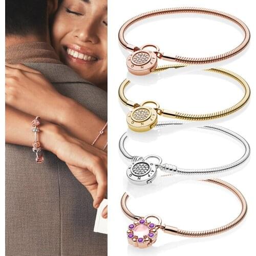 New 100% 925 Sterling Silver Round Crown Lock Clasp Bracelet Suitable For Womens Wedding Fashion Jewelry