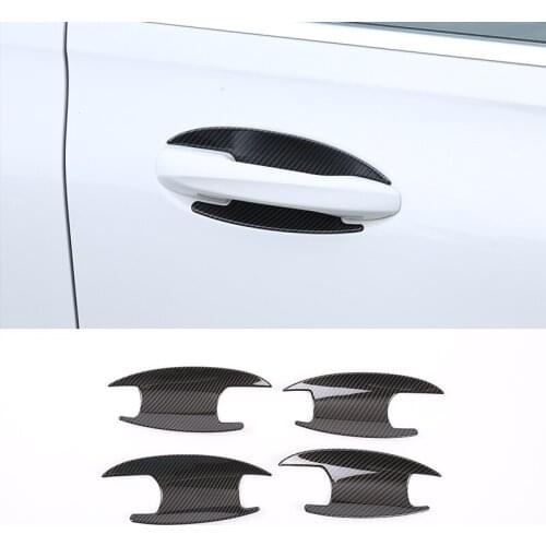 4 Pcs Bright Silver Carbon Fiber ABS Car Door Bowl Cover Trim For Mercedes Benz B Class W247 200 Car Accessories 2019-2020