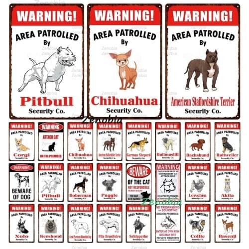 Community Sign Beware of Dog Sign Warning Metal Sign Guard Dog Sign Wall Decor Yard Sign No Trespassing Metal Dog Signs Decor