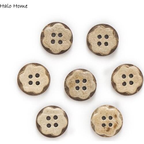 30pcs 4 Hole Coconut Buttons Flower Handwork Sewing Scrapbooking Clothing Decor Gift Home Card Making DIY 13mm