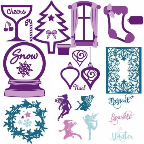 Christmas Lace Letter Elf Wreath Snow Metal Cutting Dies Scrapbooking Craft Cards DIY Decorate Photo Album Embossing Stencils