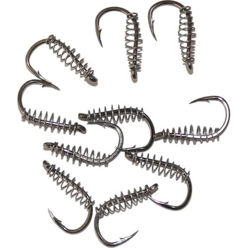 New 10Pcs/lot Steel Spring Hook High CarbonBarbed Swivel Carp Jig Fly Fishing Hooks With Hole For Fishing Tackle Accessories