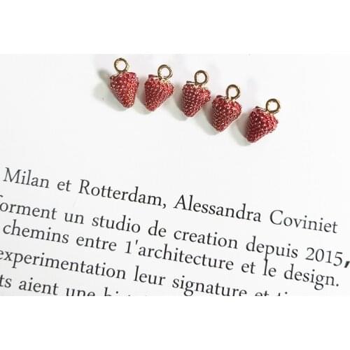 10pcs 10*15mm Cute Red Strawberry Women Dangle Earring Charms Fruit Jewelry Findings Handmade Pendant Make Summer Gifts XL568