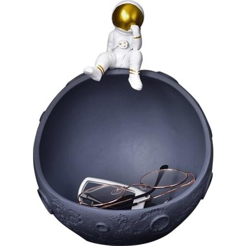 Creative Astronaut Sculpture Desktop Spaceship Statue With Storage Home Cosmonaut Character Figurines Creative Decor Miniatures