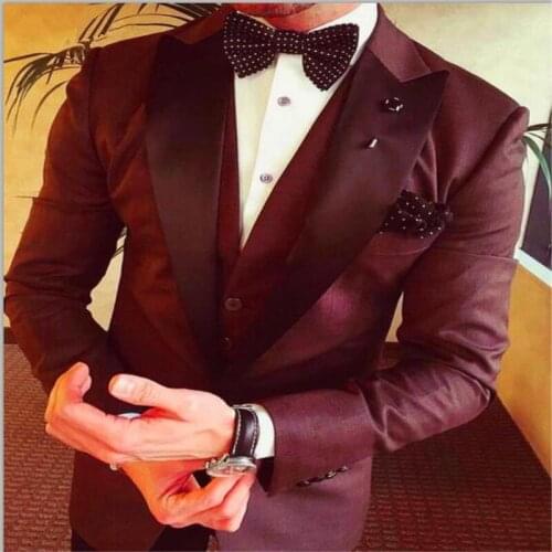 TPSAADE 2020 Latest Coat Pant Design Burgundy Groom Men Suits Slim Fit 3 Piece Jacket Tuxedo Custom Blazer Prom Suit Masculino