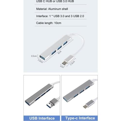 USB C Hub 3.0 Type C 4 Port Multi Splitter OTG Adapter for Xiaomi Lenovo Macbook Pro Air PC Computer Notebook Accessories