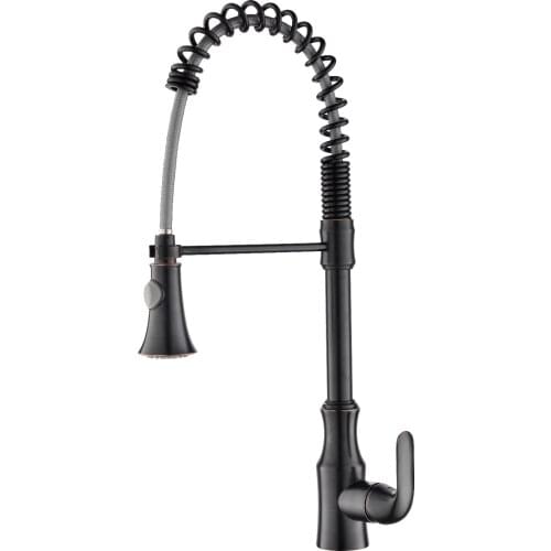 Free ship black color pull out kitchen faucet mixer tap Single hole /handle deck mounted Spring faucet