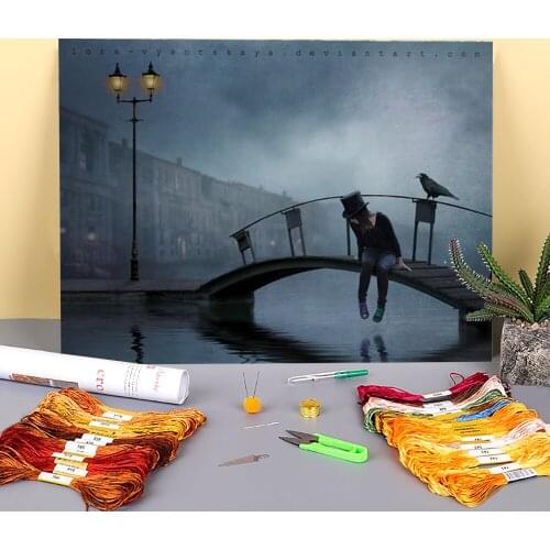 Woman Girl Printed 11CT Cross Stitch Complete Kit DIY Embroidery DMC Threads Hobby Sewing Handiwork Handicraft Counted