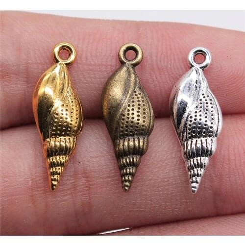 WYSIWYG 10pcs 24x8mm 3 Colors Conch Charms Shell Conch Charms For Jewelry Making