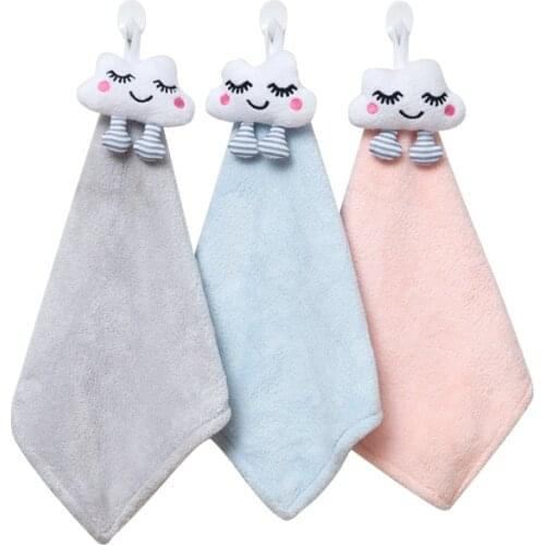 YADA Soft Cute Cartoon Cloud Hand Towel Household Dust Cleaning Cloth Coral Velvet Thick Absorbent For Adults Women TW200012