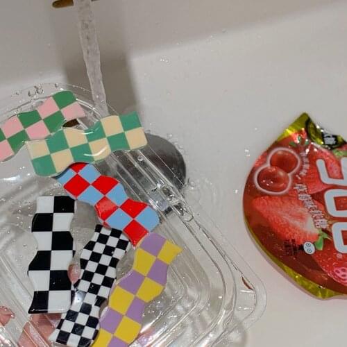 2021 New Korean Colorful Plaid Acrylic Hair Clip Smooth Irregular Geometric Wave Rectangle Duckbill Clip for Women Jewelry