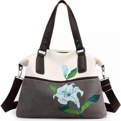 Retro Womens Bag Versatile New Fashion Hand Painted Bag National Style Canvas Single Shoulder Bag Slant Straddle Bag Creative