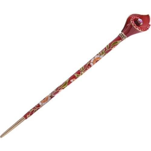 Women Handmade Vintage Alloy Enamel Chopsticks Barrette Hairpin Elegant Headwear Hair Ornament Hairpins Hair Accessory