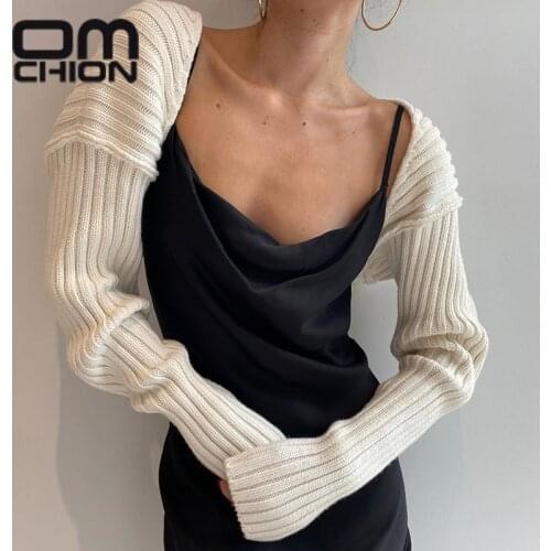 OMCHION 2021 Spring Long Sleeve Knitted Crop Top For Women Casual Batwing Sleeve Sweater Cardigan Korean Oversized Outcoat LN09