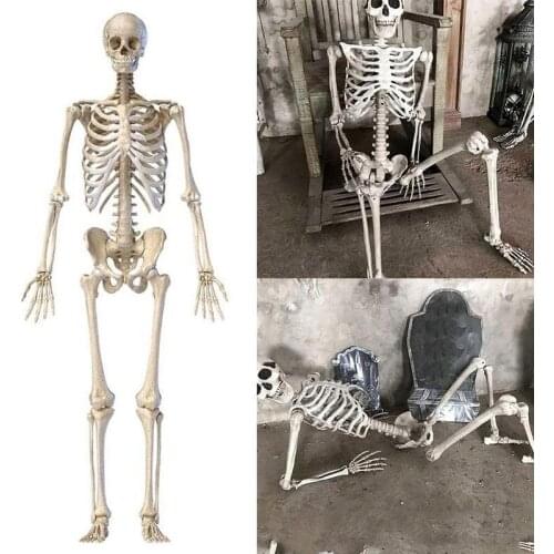 Halloween Human Skeleton Haunted House Hanging Props Home Evil Party Decoration Horror Scary Movable Big Skull Decorations 70cm