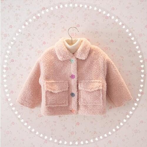 2021 baby girls fake fur winter coats fashion cotton padded cashmere wam overcoats kids princess tops children clothes 1-6T