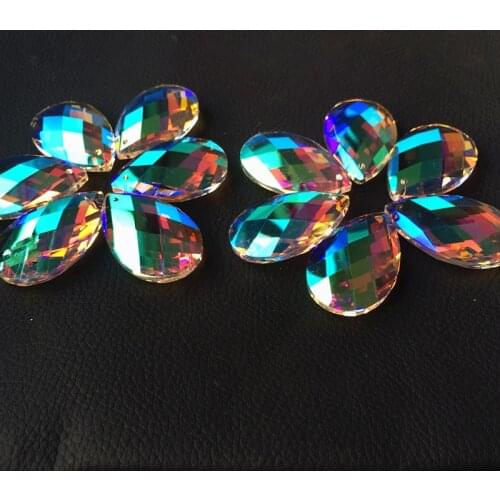 Top Quality 80pcs/lot 38*22mm AB Color Crystal Faceted Chandelier Parts, Crystal Glass Lamp Suncatcher Pendants Christams Tree