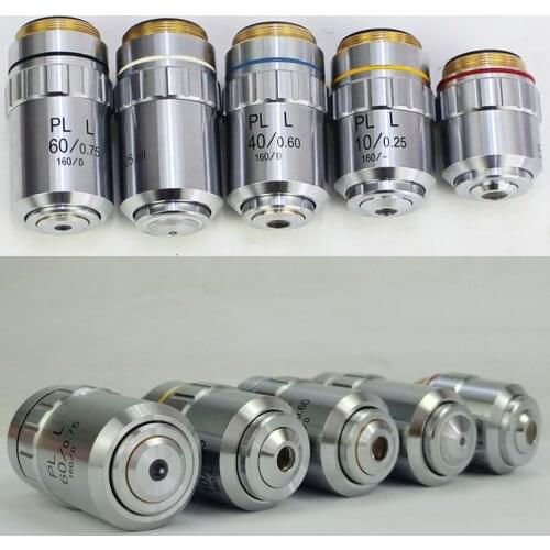 PLAN Achromatic Objective Lens 5X 10X 20X 40X 50X 60X 80X 100X PL-A Long Working Distance Metallographic Microscope 20.2mm/RMS