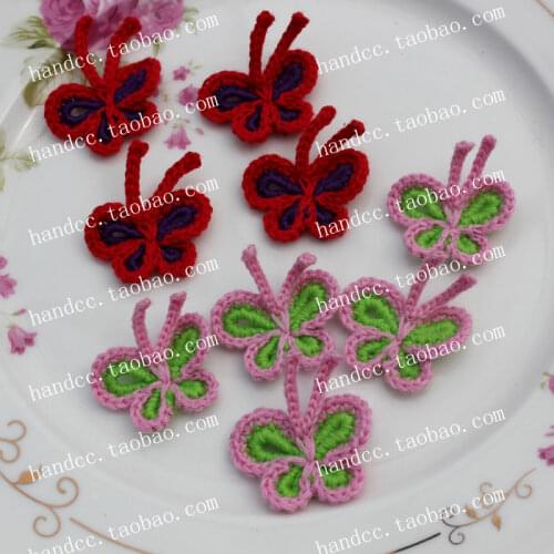 Free shipping DIY hand-crocheted garment accessories ,applique cotton crochet flower butterfly costume jewelry 30pieces