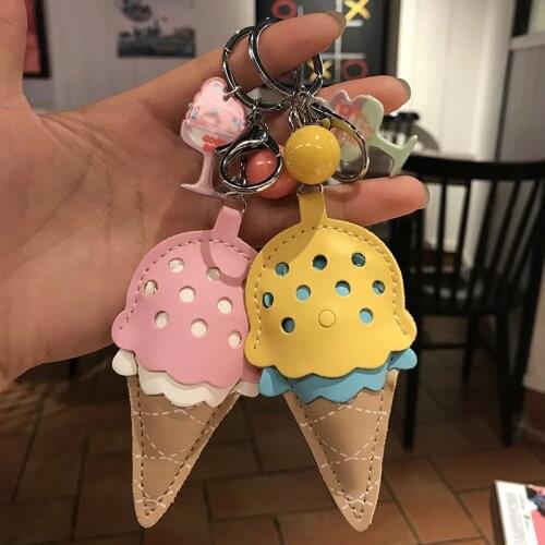 2020 Girl Cute Key Chain Women Keychain Ice Cream Pineapple Bag Pendant Fun Key Ring Pendant Charm Accessories Best Gift Jewelry
