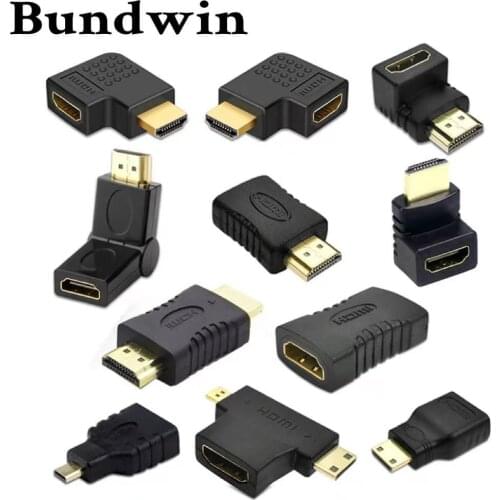 Bundwin HDMI Cable Connector Adapter 90 Corner Angle Left Right Up Down Male Female Extender,Mini / Micro to HDMI Adaptador