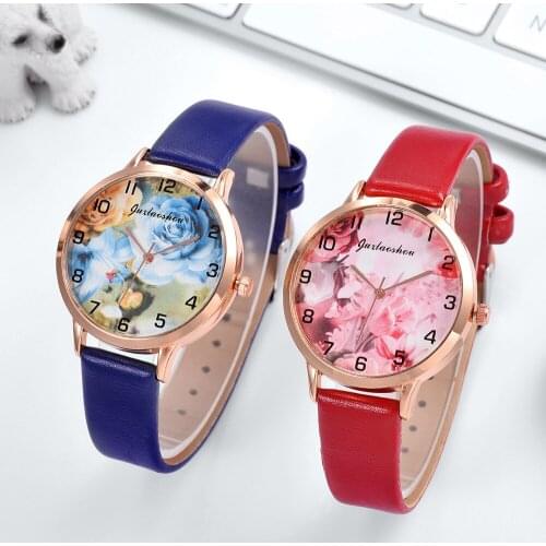 Watches For Women 2020 Fashion Leather Strap Flower Female Clock Woman Ladies Quartz Wrist Watch Montre Femme Relogio Feminino
