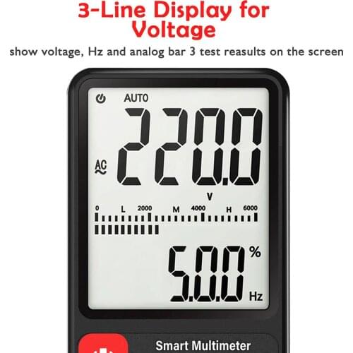 Digital Multimeter BSIDE ADMS7 3-Line Display Voltmeter Large 3.5'' LCD With Voltage NCV Resistance Ohm Hz Test