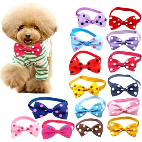 Pet Dog Cat Dots Bow Tie Adjustable Strap For Cat Collar Dogs Accessories Pet Dog Bow Tie Puppy Cute Bow Ties Dog Pet Supplies
