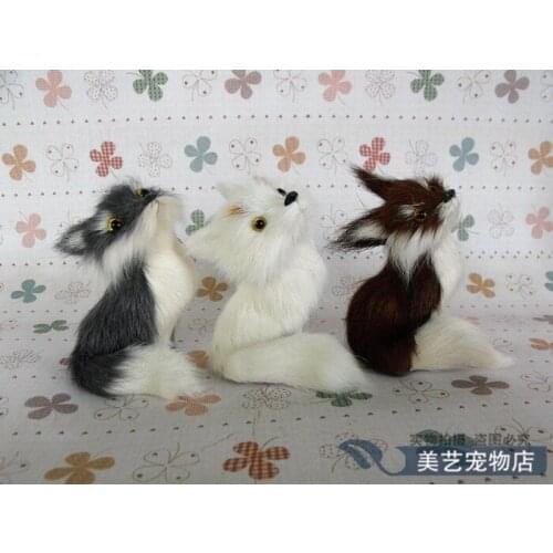 Simulation small fox 9x7x9cm toy model polyethylene&furs fox model home decoration props ,model gift