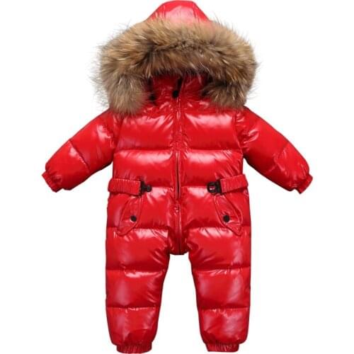 Newborn baby snowsuit bodysuits natural collar winter warm clothes toddler boys girls down jacket coat jackets winter clothes