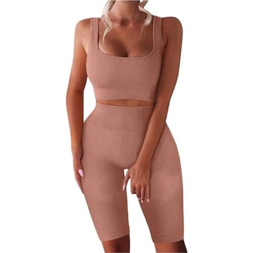 Two Piece Set Women Sportswear Sport Clothes 2021 Womens Solid Color Suits Tank Top Pants Female Clothing Suit For Fitness