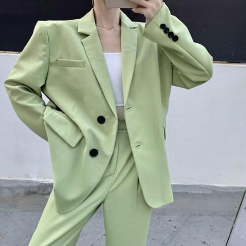 Spring and Summer Temperament Linen Two-piece Suit 2021 Casual Sweet Candy Color Suit Single-breasted Suit Jacket + Suit Pantsit