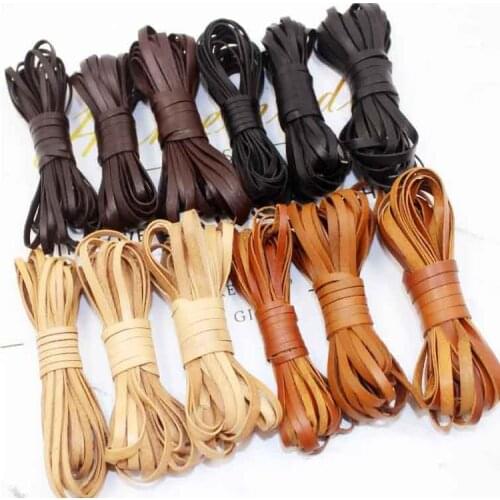 2 Meters 3 4 5 6 8 10mm Flat Genuine Leather Cord 1mm Thickness Black Brown Bracelet Leather String Rope DIY Jewelry Findings