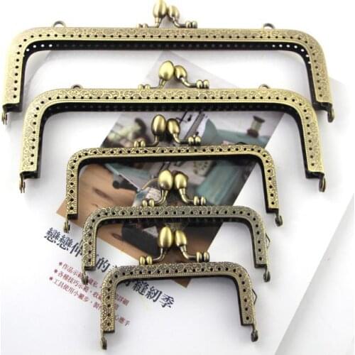 K490~K495 square bronze Buds head clasp embossing purse frame DIY Kiss lock bag coin purse Accessories 8.5/10.5//15/18/20CM 5pcs