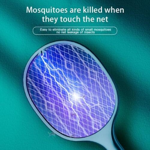 2 IN 1 LED Electronic Mosquito Killer Lamp Light 3500V USB Rechargeable Anti Mosquito Racket Swatter Zapper Trap Flies Insects